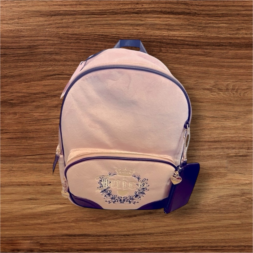 NWT juicy couture full size pink heritage velour backpack bag